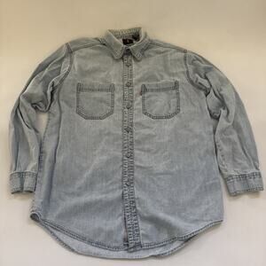 VTG Levis Jean Shirt Mens Medium Western Denim Light Wash Cowboy RED TAB
